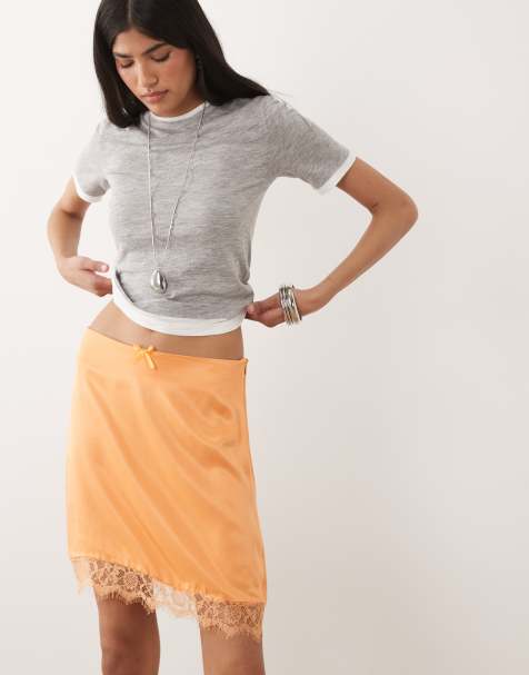 Miss Selfridge satin lace trim mini skirt in animal - view 1