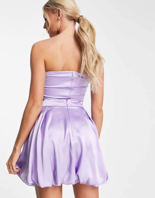 Miss Selfridge satin puffball mini skirt in lavender, 4 of 4