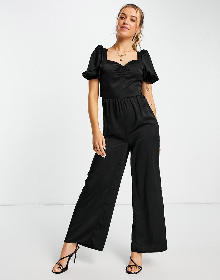 Ampere Supermarked tag Miss Selfridge Satin Ruched Bust Jumpsuit In Black | ModeSens