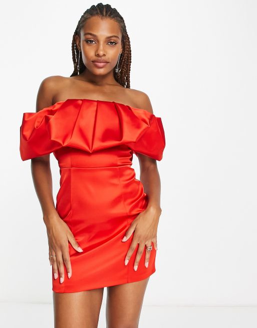 Asos red bardot outlet dress