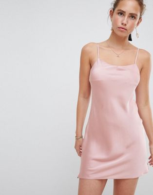 light pink satin mini dress