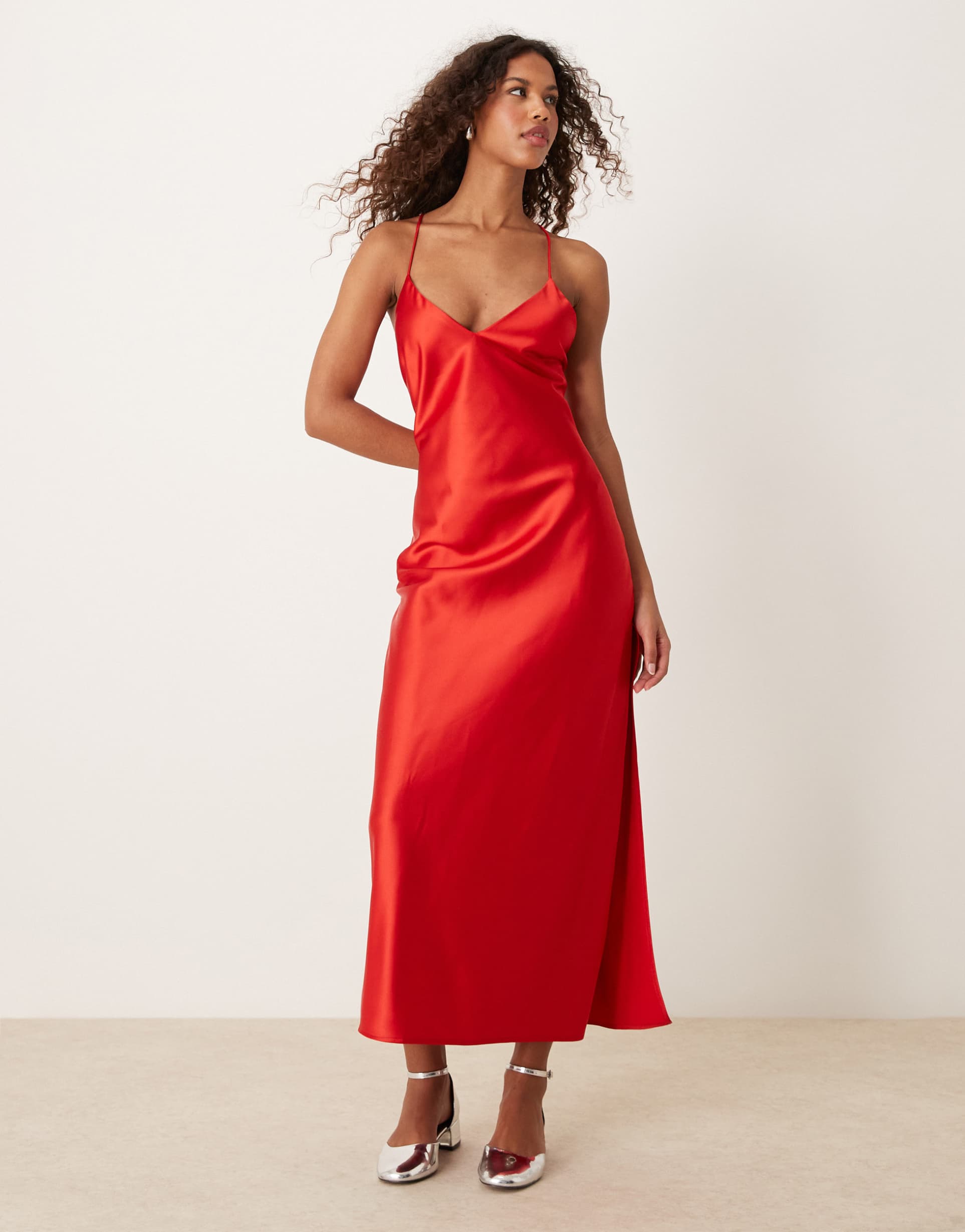 miss selfridge satin strappy maxi dress