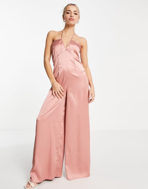 Wide leg cheap satin jumpsuit