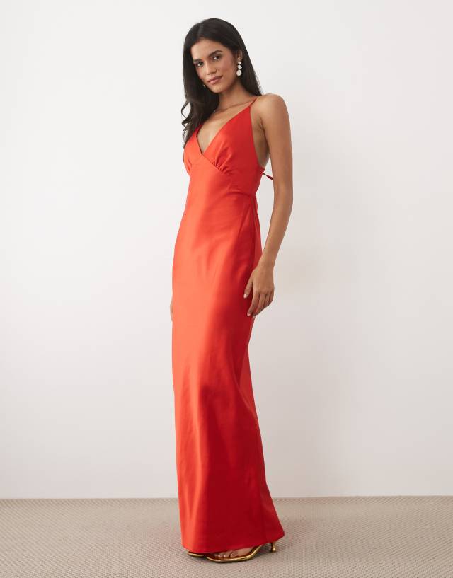 miss selfridge bridesmaid dresses - Maxi Dress - Women - Polyester/Spandex - 10 US Manfinity Mode Men's Navy striped mini dress while the side slit Color:Black / Nude