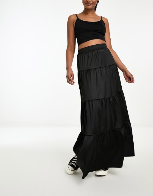 Casual tiered cheap maxi skirt