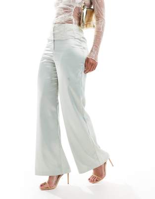 satin wide leg pants - part of a set-Multi