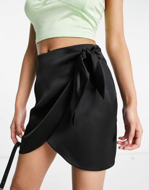 Black wrap 2024 over mini skirt