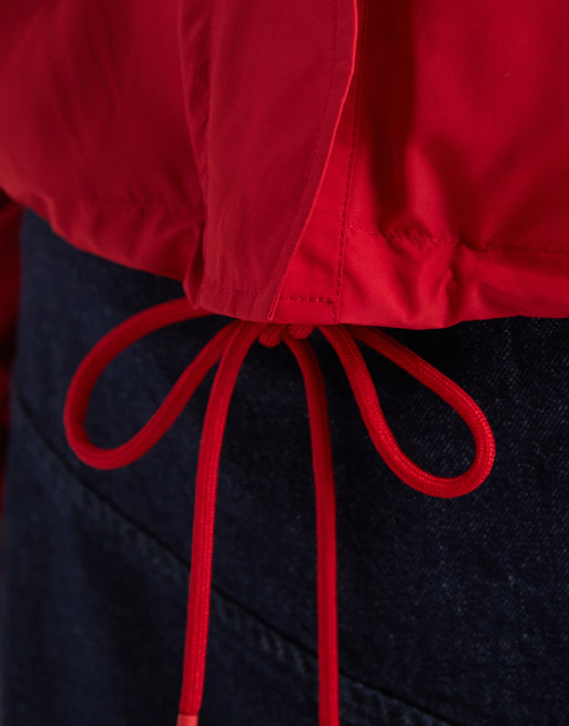 Miss Selfridge scallop detail funnel neck windbreaker jacket in red, 3 of 4