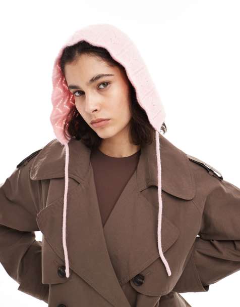Miss Selfridge scallop detail pointelle bonnet in soft pink - view 1