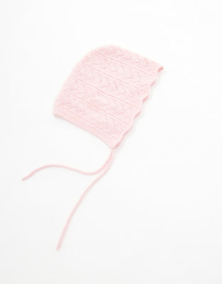 Miss Selfridge Scallop Detail Pointelle Bonnet In Pink