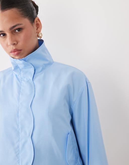 Miss Selfridge scallop detail windbreaker in blue, 3 of 4
