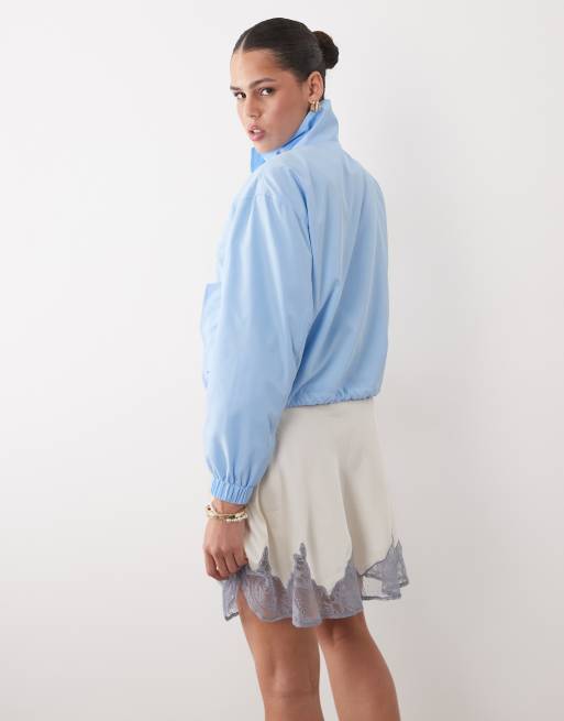 Miss Selfridge scallop detail windbreaker in blue, 4 of 4