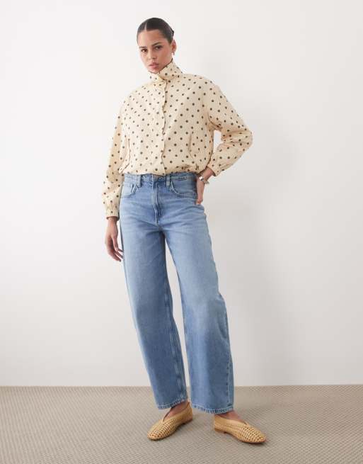 Miss Selfridge scallop detail windbreaker in choc polka dot, 2 of 4