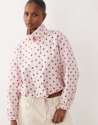 Miss Selfridge Scallop Detail Windbreaker In Pink