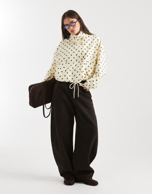Miss Selfridge scallop detail windbreaker in polka dots | ASOS