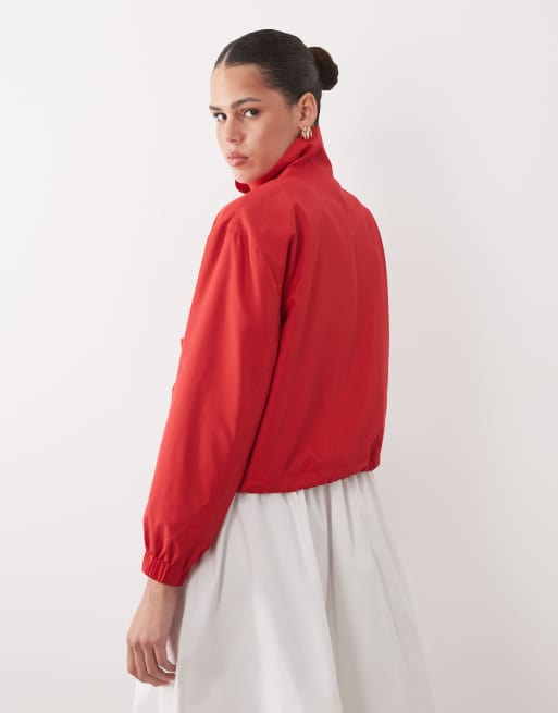 Miss Selfridge scallop detail windbreaker in red, 4 of 4