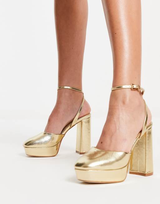 Miss Selfridge Scarpe con tacco largo e punta chiusa color oro