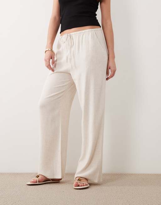 Miss Selfridge – Schlupfhose in naturfarbener Leinenoptik, 2 von 5