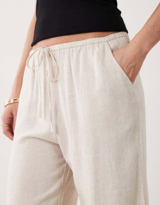 Miss Selfridge – Schlupfhose in naturfarbener Leinenoptik, 3 von 5