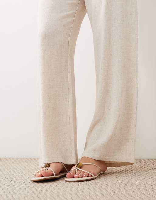 Miss Selfridge – Schlupfhose in naturfarbener Leinenoptik, 4 von 5