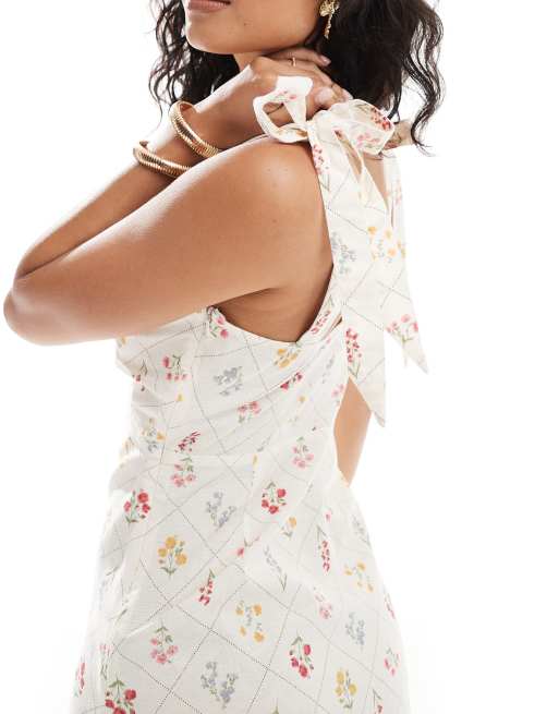 Miss Selfridge – Schlupfkleid aus Leinen mit gebundenen Trägern, 2 von 4