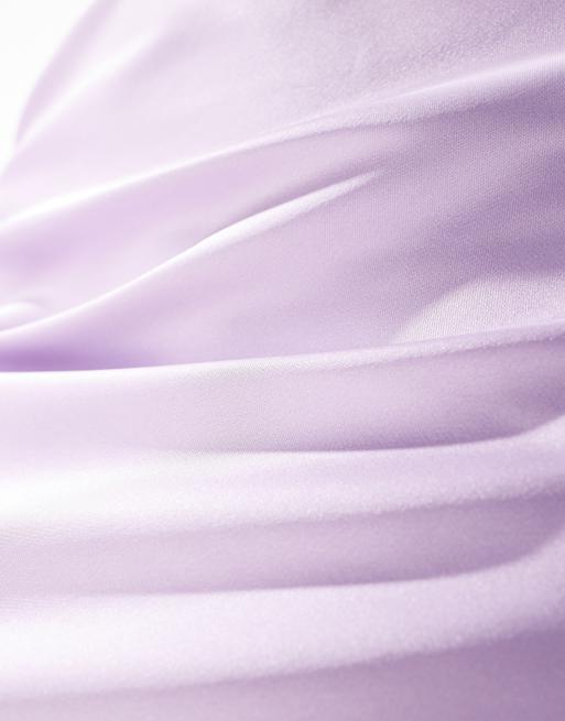 Miss Selfridge - Schuingesneden satijnen maxi rok met randdetail in lila, 2 van 5