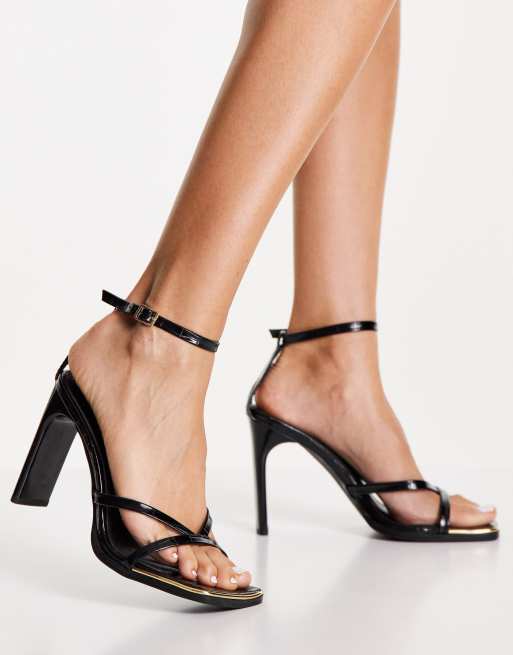 Black square hot sale toe heels