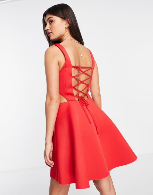 Asos red skater outlet dress