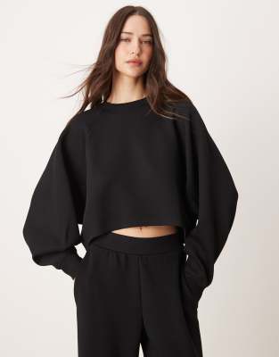 Miss Selfridge Scuba Cropped Sweatshirt-brown