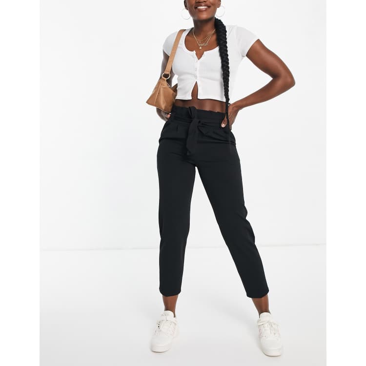 Miss Selfridge scuba paperbag trouser in black