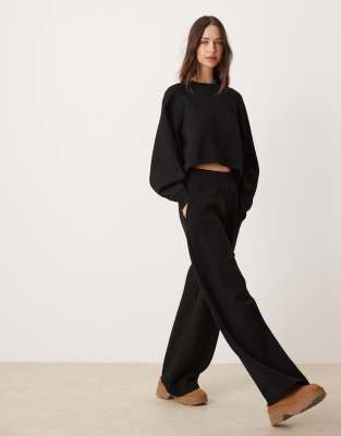 scuba wide leg sweatpants-Brown