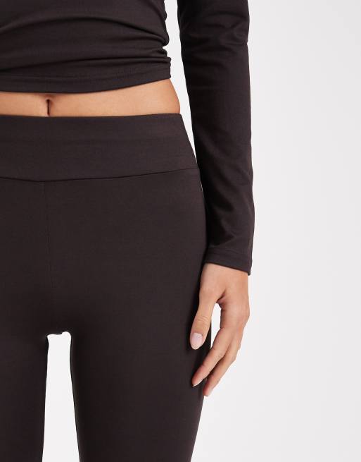 Miss Selfridge sculpted leggings in chocolate, 3 of 5