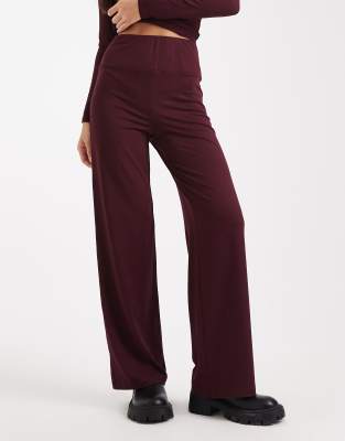 Miss Selfridge Sculpted Wide Leg Pants In Purple