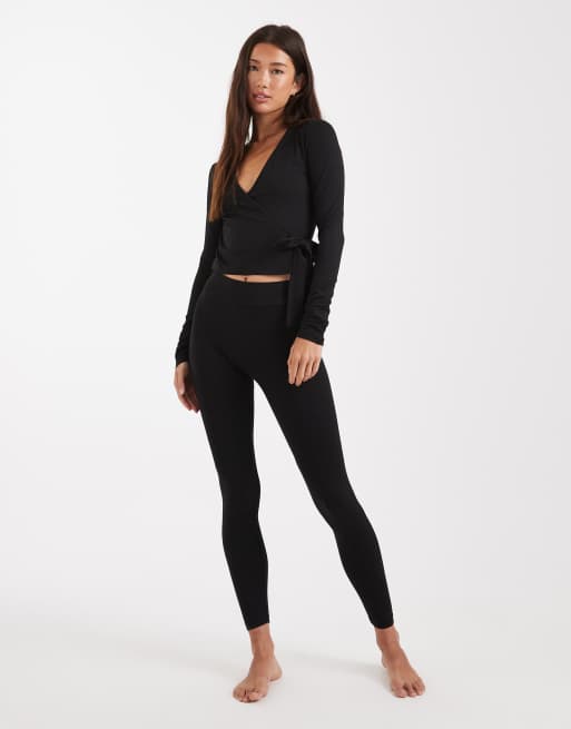 Miss Selfridge sculpted wrap top in black