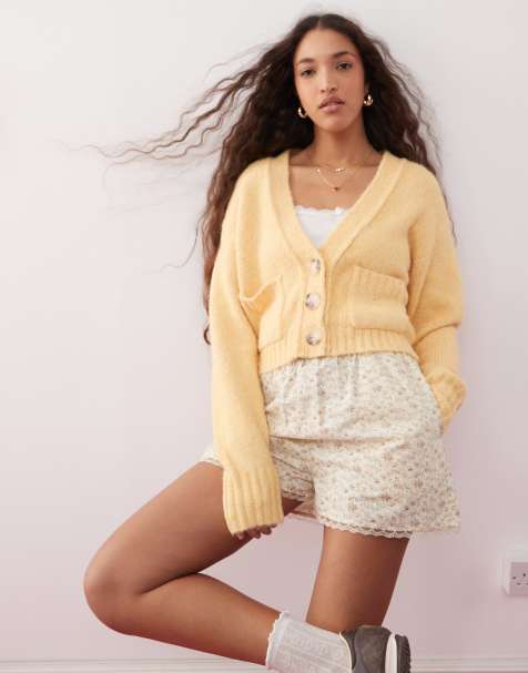 Miss Selfridge seam detail boxy cardigan in buttermilk - view 1