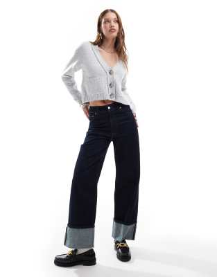 Miss Selfridge Seam Detail Boxy Cardigan In Gray Heather