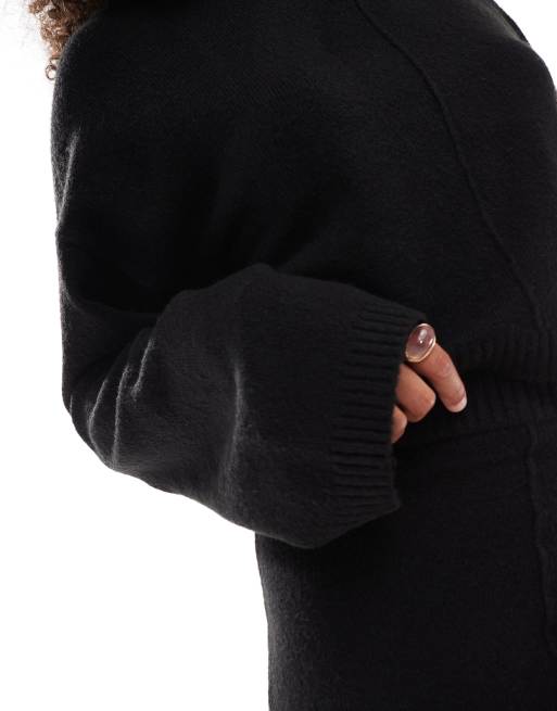 Miss Selfridge seam detail funnel neck jumper in black