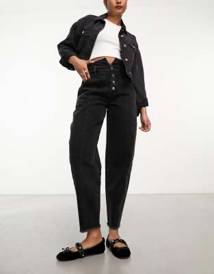 Miss Selfridge Seam Detail Peg Leg Jean In Black Wash