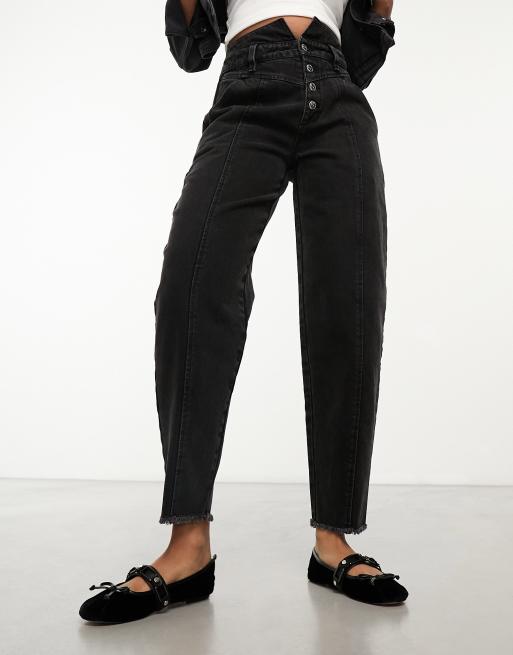 Miss Selfridge seam detail peg leg jean in black wash