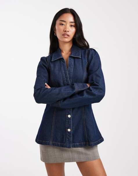 Miss Selfridge seam detail shirt in blue wash - view 1