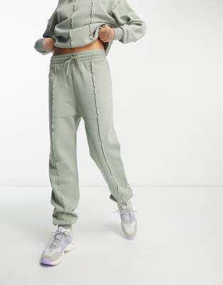 Miss Selfridge Seam Detail Sweatpants In Sage Green - Part Of A Set In Green