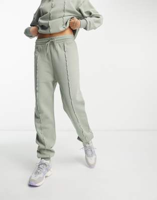 Shop Miss Selfridge Seam Detail Sweatpants In Sage Green - Part Of A Set