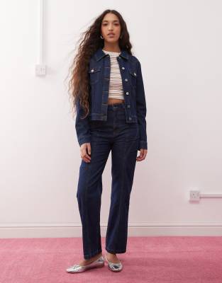 Miss Selfridge Western Seamed Detail Wide Leg Jean In Indigo-blue