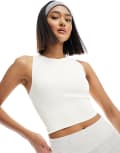[Miss Selfridge] Miss Selfridge seamless racer top in cream-White L CREAM