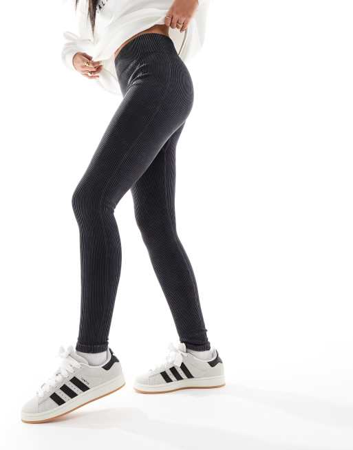 Miss Selfridge seamless rib leggings in charcoal