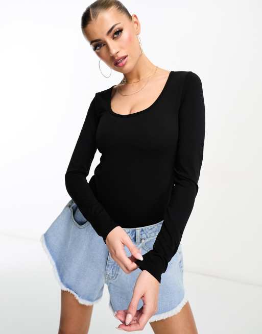 Scoop Neck Long Sleeve Bodysuit