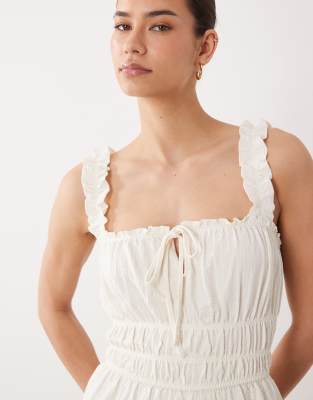Miss Selfridge Seersucker Shirred Romper In White