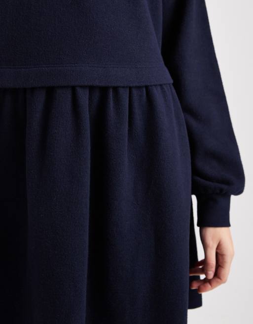 Miss Selfridge – Sehr weiches, angerautes Hängerkleid in Marineblau, 3 von 4
