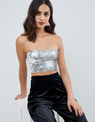 asos silver sequin top