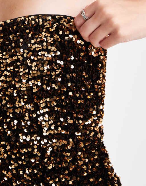 Combinaison De Fête Bleu Paillettes Sans Bretelles - Marque Miss Selfridge - Taille UK 8 - Occasion Bon état